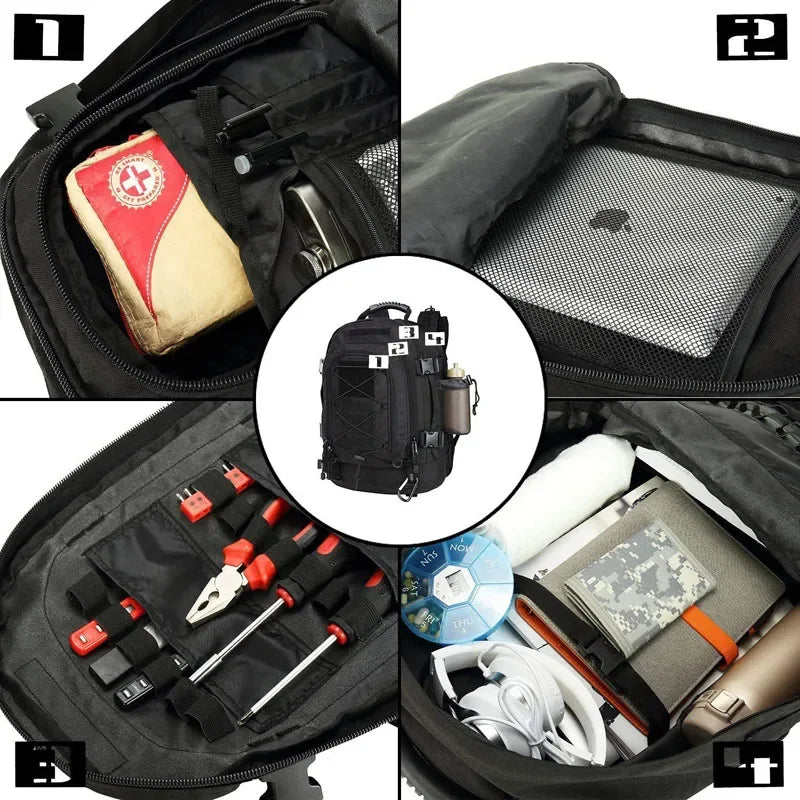 Tactical MOLLE Backpack Heavy-Duty Rucksack Black